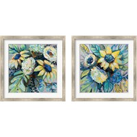 Framed 'Sage and Sunflowers 2 Piece Framed Art Print Set' border=