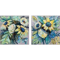 Framed Sage and Sunflowers 2 Piece Art Print Set