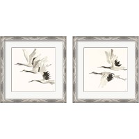 Framed 'Zen Cranes Warm 2 Piece Framed Art Print Set' border=