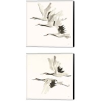 Framed 'Zen Cranes Warm 2 Piece Canvas Print Set' border=