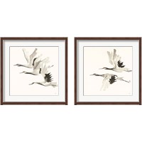 Framed 'Zen Cranes Warm 2 Piece Framed Art Print Set' border=