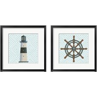 Framed 'Day at Sea Aqua 2 Piece Framed Art Print Set' border=