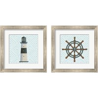 Framed 'Day at Sea Aqua 2 Piece Framed Art Print Set' border=