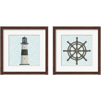 Framed 'Day at Sea Aqua 2 Piece Framed Art Print Set' border=