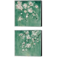 Framed 'Cherry Cloud Jade 2 Piece Canvas Print Set' border=