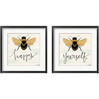 Framed 'Bee Happy 2 Piece Framed Art Print Set' border=