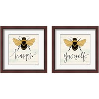 Framed 'Bee Happy 2 Piece Framed Art Print Set' border=