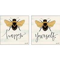 Framed 'Bee Happy 2 Piece Art Print Set' border=