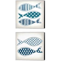 Framed 'Fish Patterns 2 Piece Canvas Print Set' border=