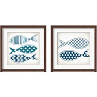 Framed 'Fish Patterns 2 Piece Framed Art Print Set' border=