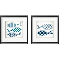 Framed 'Fish Patterns 2 Piece Framed Art Print Set' border=