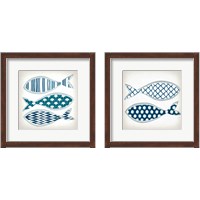 Framed 'Fish Patterns 2 Piece Framed Art Print Set' border=