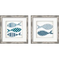 Framed 'Fish Patterns 2 Piece Framed Art Print Set' border=