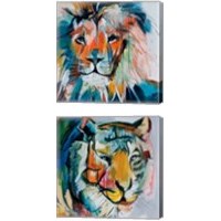 Framed 'Do You Want My Lions Share 2 Piece Canvas Print Set' border=