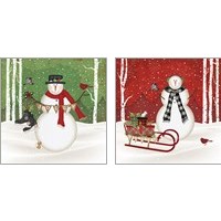 Framed 'Jolly Snowman 2 Piece Art Print Set' border=