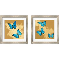 Framed 'Cerulean Butterfly 2 Piece Framed Art Print Set' border=