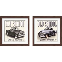 Framed 'Old School Vintage Trucks 2 Piece Framed Art Print Set' border=