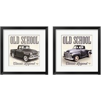 Framed 'Old School Vintage Trucks 2 Piece Framed Art Print Set' border=