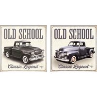 Framed Old School Vintage Trucks 2 Piece Art Print Set