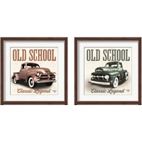 Framed 'Old School Vintage Trucks 2 Piece Framed Art Print Set' border=