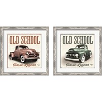 Framed 'Old School Vintage Trucks 2 Piece Framed Art Print Set' border=