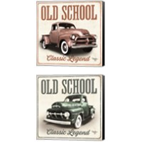 Framed 'Old School Vintage Trucks 2 Piece Canvas Print Set' border=