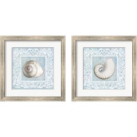Framed 'Sandy Shells Blue 2 Piece Framed Art Print Set' border=