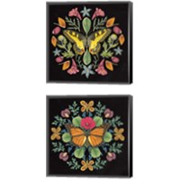 Framed 'Butterfly Mandala Black 2 Piece Canvas Print Set' border=