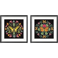 Framed Butterfly Mandala Black 2 Piece Framed Art Print Set