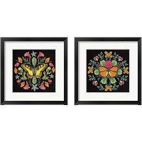 Framed 'Butterfly Mandala Black 2 Piece Framed Art Print Set' border=