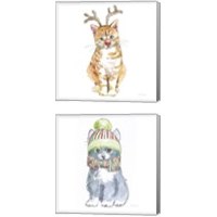 Framed 'Christmas Kitties 2 Piece Canvas Print Set' border=