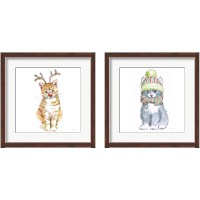 Framed 'Christmas Kitties 2 Piece Framed Art Print Set' border=