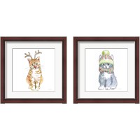 Framed 'Christmas Kitties 2 Piece Framed Art Print Set' border=
