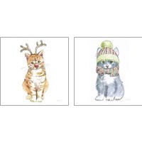 Framed Christmas Kitties 2 Piece Art Print Set
