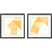 Framed 'Paper Work Yellow 2 Piece Framed Art Print Set' border=