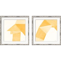 Framed 'Paper Work Yellow 2 Piece Framed Art Print Set' border=