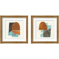 Framed 'Quintet Turquoise 2 Piece Framed Art Print Set' border=