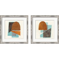 Framed 'Quintet Turquoise 2 Piece Framed Art Print Set' border=