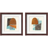 Framed 'Quintet Turquoise 2 Piece Framed Art Print Set' border=