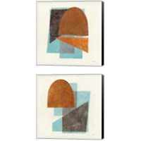Framed 'Quintet Turquoise 2 Piece Canvas Print Set' border=