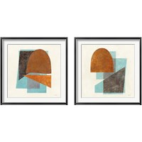 Framed 'Quintet Turquoise 2 Piece Framed Art Print Set' border=