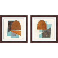 Framed 'Quintet Turquoise 2 Piece Framed Art Print Set' border=