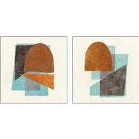 Framed 'Quintet Turquoise 2 Piece Art Print Set' border=