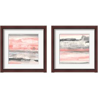 Framed 'Charcoal and Coral 2 Piece Framed Art Print Set' border=