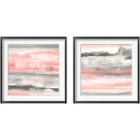 Framed 'Charcoal and Coral 2 Piece Framed Art Print Set' border=