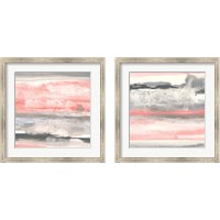 Framed Charcoal and Coral 2 Piece Framed Art Print Set