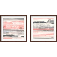 Framed 'Charcoal and Coral 2 Piece Framed Art Print Set' border=