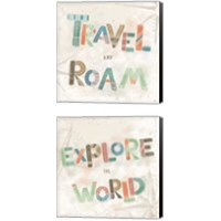 Framed 'Explore the World 2 Piece Canvas Print Set' border=