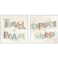 Framed 'Explore the World 2 Piece Art Print Set' border=