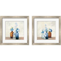 Framed 'Windowsill Garden Blue 2 Piece Framed Art Print Set' border=